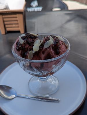 Strawberry Ice Cream at Vegan Barrio in Cozumel