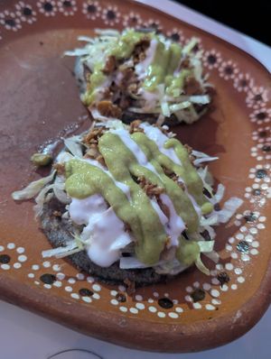 Steak sopes at Vegan Barrio in Cozumel