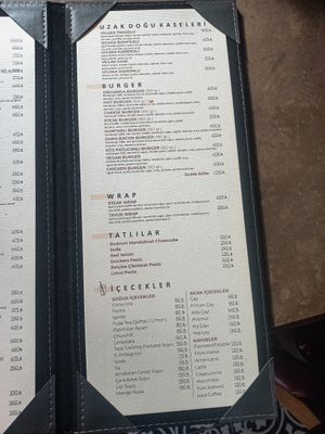Menu at Organica Restaurant in Istanbul