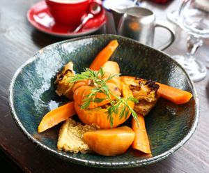 Vegan main (stuffed pumpkin) at Refuge du Montenvers in Chamonix-mont-blanc