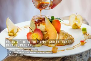 Seasonal menu: Vegan & Gluten-Free Apple and La France Caramel Pancake at TREE by NAKED - Yoyogi Park in Tokyo