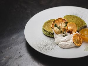 Seasonal Vegan and Gluten-Free Pancakes: Spring Green Tea and Citrus (available starting May 10th) at TREE by NAKED - Yoyogi Park in Tokyo