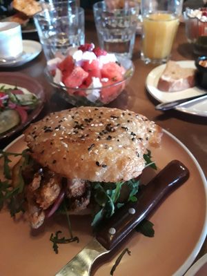 Vegan brunch bagel at Dam Bar in Tampere