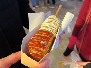 Vegan corndog  at Daebak in East London