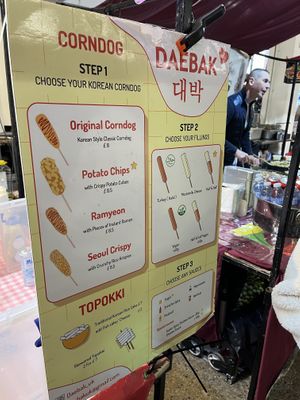 Menu with vegan options  at Daebak in East London