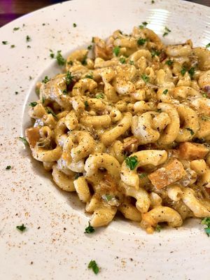 Vegan lobster Mac - SO good!  at J's International Grill in Richardson