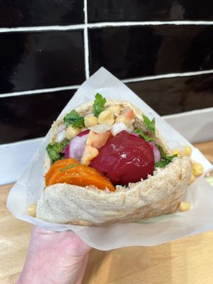 Falafel pita with salad  at Maoz - Leidsestraat in Amsterdam