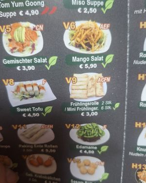 A lot of vegan options at Yan Asia Imbiss in Vienna