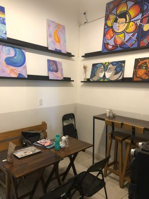 inside seats at Materia Prima Café in Buenos Aires