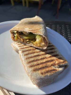 Spicy korean tofu wrap   at Nomad Coffee in North Vancouver