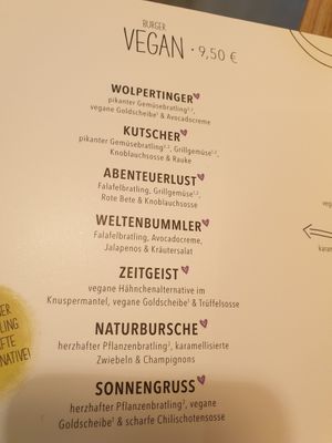 Vegan menu at Hans Im Glück in Braunschweig