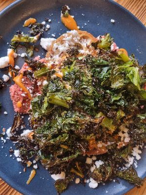Avo kale sourdough toast with vegan feta and beetroot hummus at Tipi Coffee Co in Saffron Walden