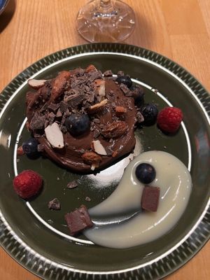 Chocolate mousse desert  at Manto in Malmo