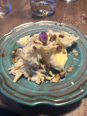 Saffron cardamom ice cream dessert. 5/10  at Manto in Malmo