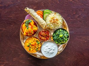 Vegetable Dal,Bhat ( Nepalese food )  at Neetu Dhaba in Amsterdam