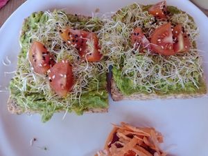 Avocado toast at Granito de Arroz in Mazunte