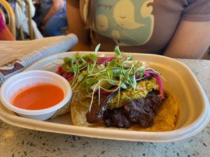 Breakfast tacos with tofu scramble and tempeh bacon at Tyger Tyger in Santa Barbara