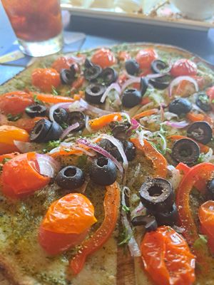 Mediterranean pizza with no cheese (wouldn't recommend, very dry) at Geographer Cafe in Malacca