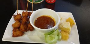 vegan Seitan sate at Geographer Cafe in Malacca