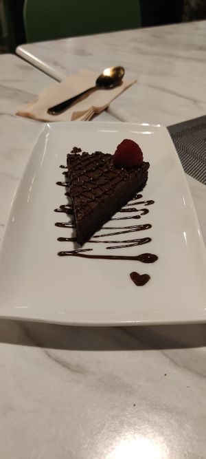 Chocolate fudge cake at Pranaa Food For Life in Bangkok