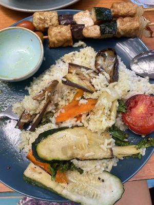 vegan curry (a lot prettier before). different than others. liked it.  at Colabo Cafe @ Jimbaran Hub in Ungasan