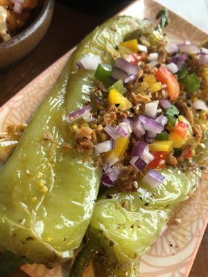 Padron peppers  at Pistachio Bar & Kitchen in Nottingham