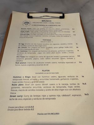 Menu at Ringo Banana  in Sevilla