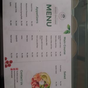 Menu at The White Lotus Cafe in Kathmandu