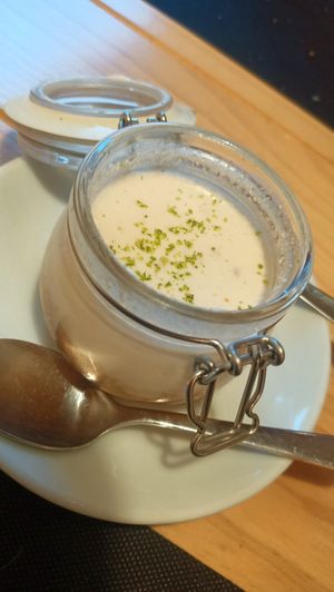 Postre vegano: cremoso de anacardos y lima (muy rico) at Artesa Colmado Bar in Ferrol