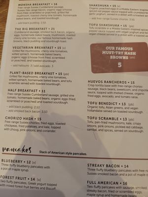 Menu at Moksha in Brighton