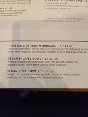 Menu at Moksha in Brighton