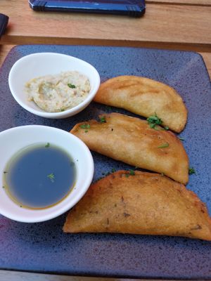 Black bean empanadas and potato & carrot empanadas at Nita Coffee in Potrero