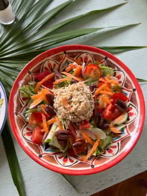 Chickpea salad salad.  at Green Leaf Plant Based Bistro in Corozal