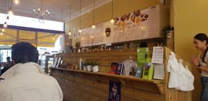 Inside the cafe at Cafe Macarong in Richmond