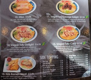 Menu options at Nishiki Ramen - Hillcrest in San Diego