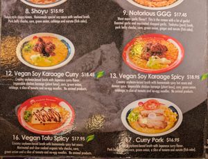 Menu options at Nishiki Ramen - Hillcrest in San Diego