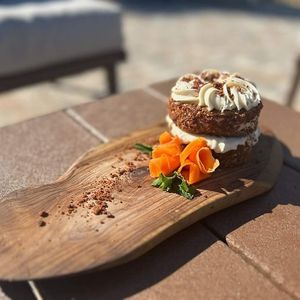 Vegan carrot cake at Vine & Olive in Titusville