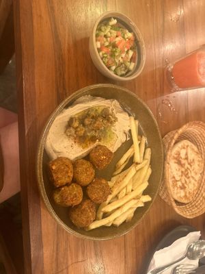 Vegan falafel plate  at Moshe Cube in Playa Del Carmen