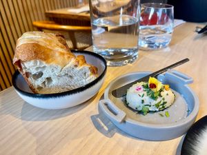 Homemade bread and vegan butter based on coconut at and/or  in Antwerpen