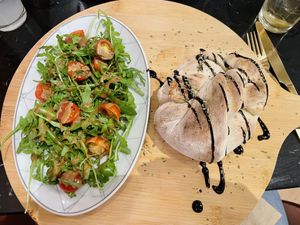 Future Farm burguer in pizza dough   at Giulietta - Pizzeria & Cucina Vegana in Lisbon