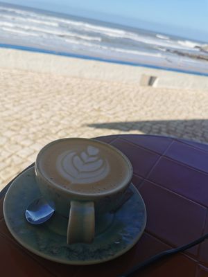 Decaf cappuccino with oat milk at Balagan Ericeira in Ericeira