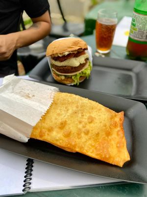 Sitting outside at Veguai in Florianopolis