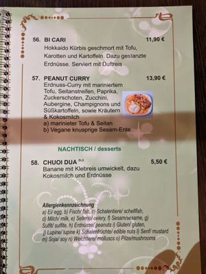 Menu 12 of Green Vegan. at Ben‘s Cuisine in Berlin