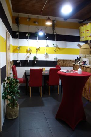 Inside the snackbar at Food Time in Saarbrucken