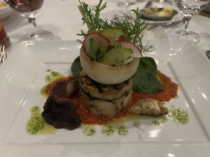 Grilled eggplant and vegetables  at Ascots Restaurant in Hamilton