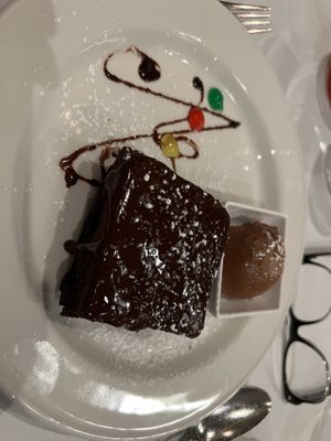 Chocolate brownie with salted caramel ice cream 🥳  at Ascots Restaurant in Hamilton