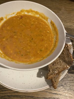 Lentil tomato coconut soup   at Knysna Social Eatery in Knysna