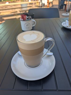 Dirty chai with oat milk at Terbodore Café in Franschhoek