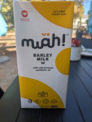 Barley milk (it's also sold at Checkers though) at Terbodore Café in Franschhoek