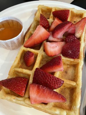 Strawberry Vegan Waffles  at Waffle Frolic in Ithaca